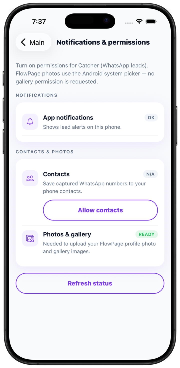 Permissions setup