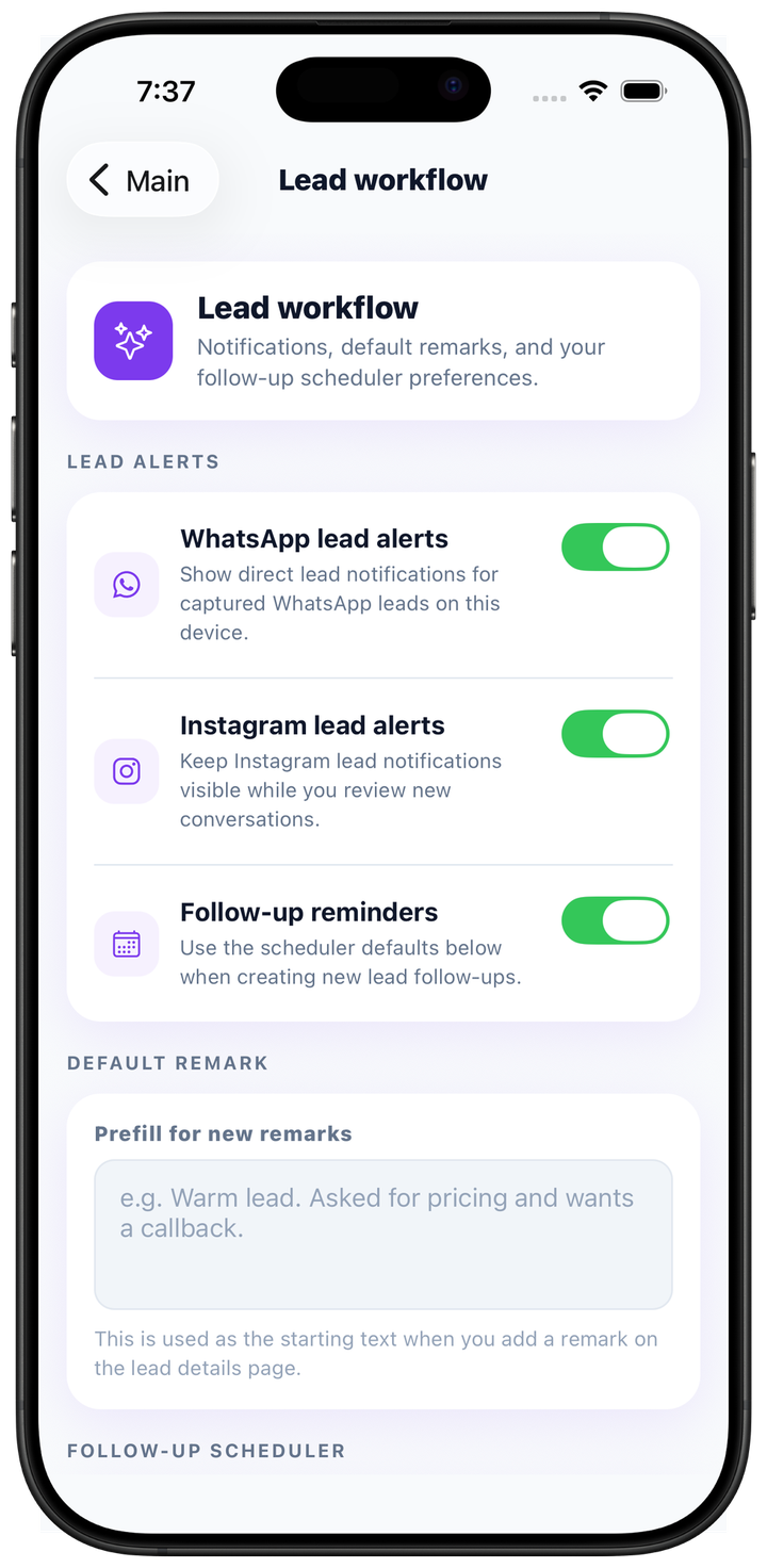Lead workflow and reminders